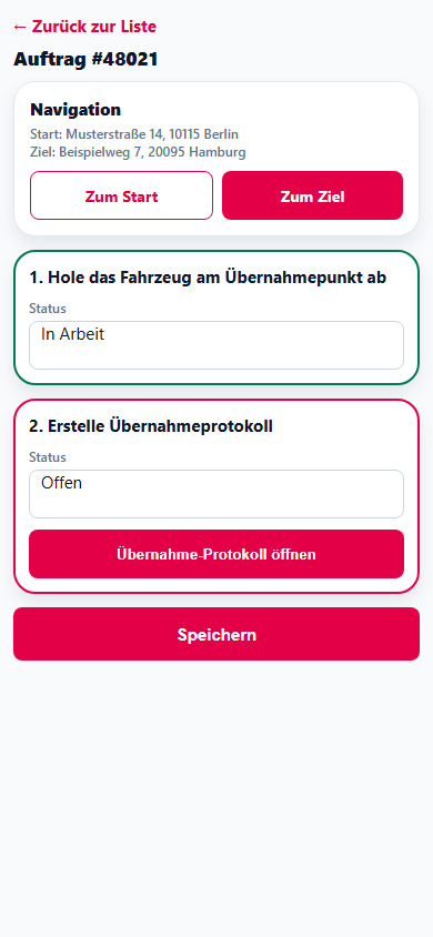 Aufgaben in der Fahrer-App